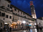 SX19427 Lamberti Tower from Piazza delle Erbe at night in Verona, Italy.jpg